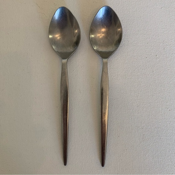 Ekco Eterna Prince 6.5" Stainless Serving Spoon Japan Vintage Plain Handle Set 2 - Picture 6 of 6